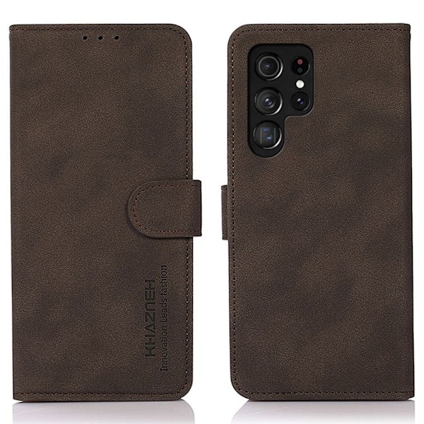 KHAZNEH Samsung Galaxy S25 Ultra Plånboksfodral med stativ - Brun Brun