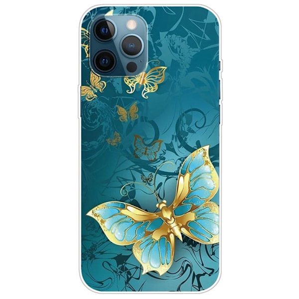IMD Pattern Printed iPhone 14 Pro Max Skal - Golden Butterfly Golden Butterfly