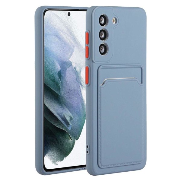 Samsung Galaxy S21 FE TPU-skal med en korthållare - Blå Blå