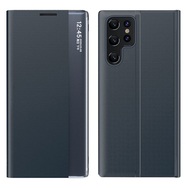 Samsung Galaxy S24 Ultra flip-fodral med stativ - Mörkblå Mörkblå