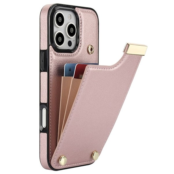 iPhone 16 Pro Skal med plånbbok i PU-läder - Rosa Rosa