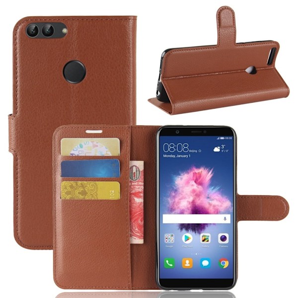 Litchi Plånboksfodral för Huawei P Smart - Brun Brun
