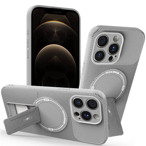 iPhone 12 Pro Max Skal med Stativ - Grå grå