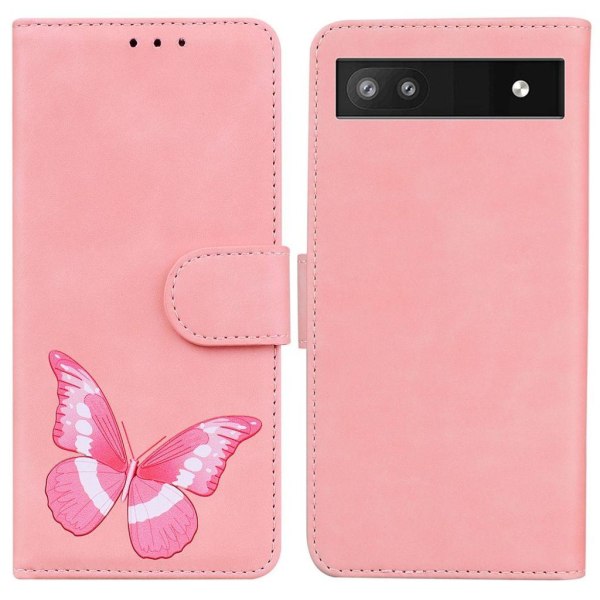 Butterfly Printing Google Pixel 6a fodral - Rosa Rosa