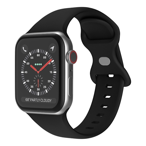 Klockarmband i Silikon för Apple Watch 7/8/9 41mm etc - Svart Svart