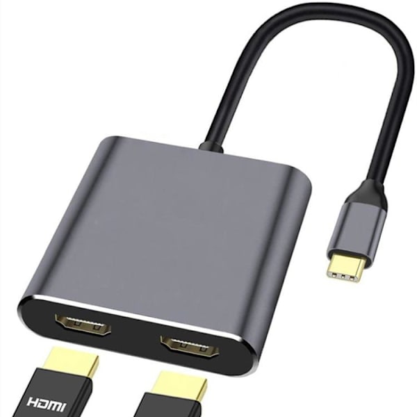 Adapter USB-C till 2xHDMI - Grå grå