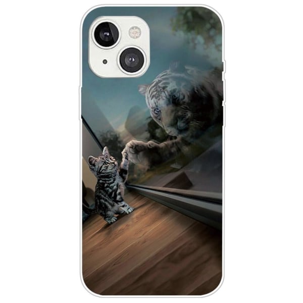 iPhone 14 Drop-proof Back Skal - Mirror Cat Mirror Cat