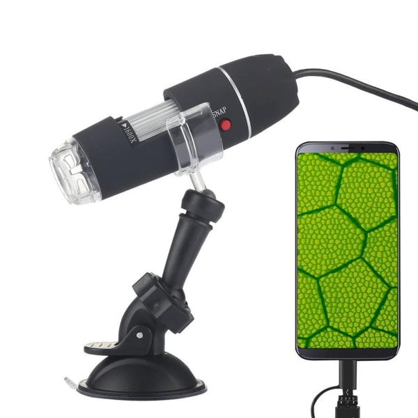 Digitalt Mikroskop USB 1600X - Svart Svart