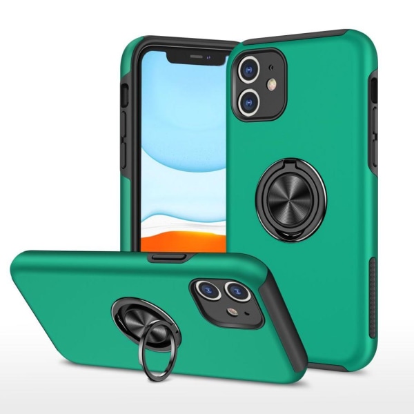 iPhone 11 skal med en ringhållare - Blackish Green Grön