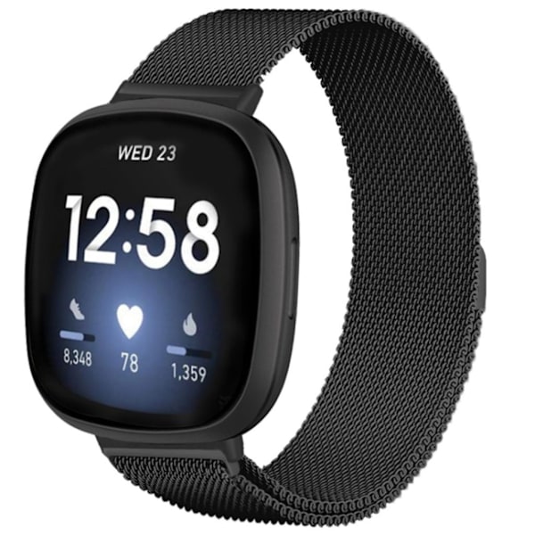 Mjukt Fitbit Versa 4 etc. band - Svart Svart