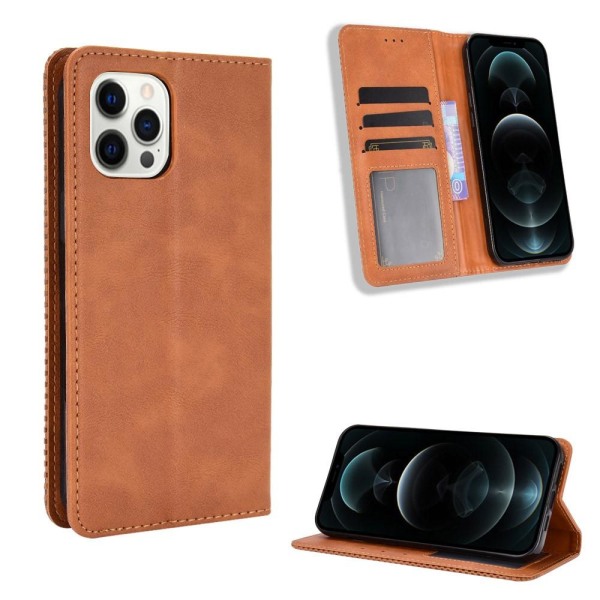 Magnetic Auto-Absorbed Plånboksfodral för iPhone 13 - Brun Brun