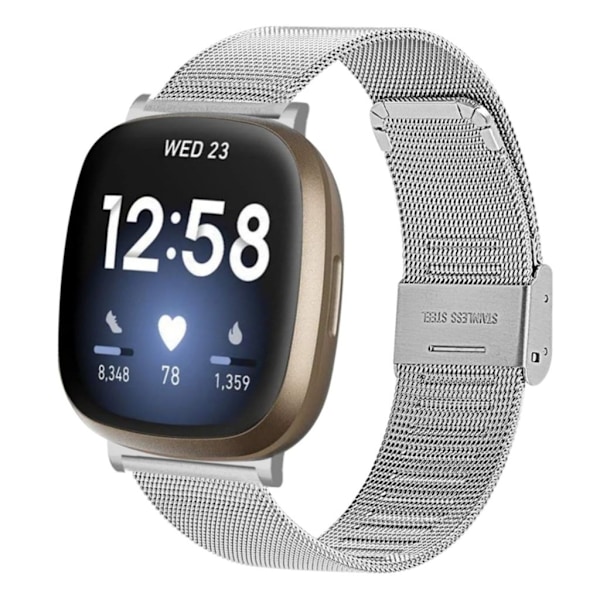 Modernt Fitbit Versa 4 etc. band - Silverfärgat Silver