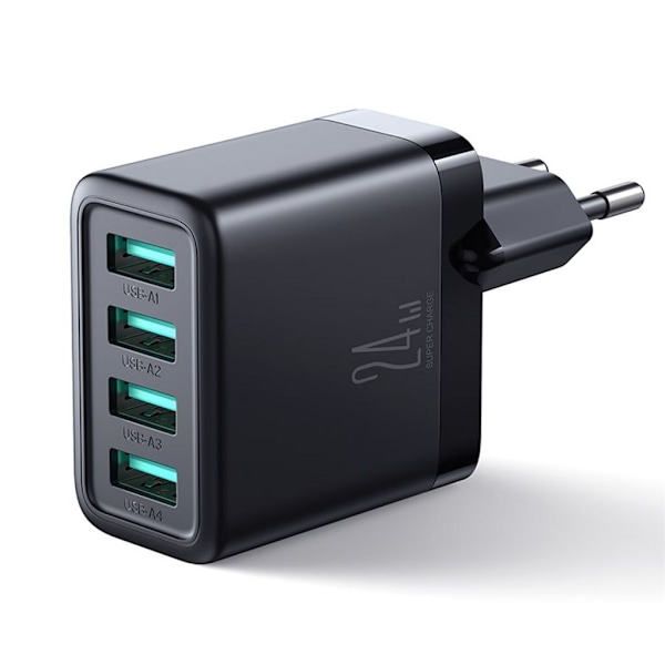 SiGN 4.8A 4xUSB-A Laddare, 24W - Svart Svart
