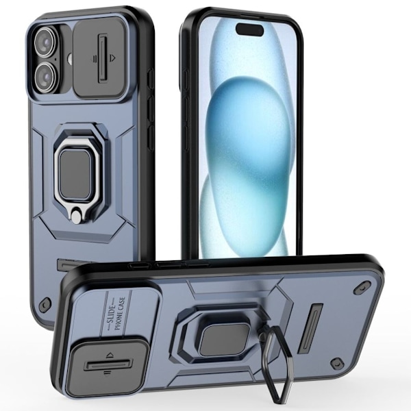 iPhone 16 Plus Skal med ring - Blå Blå