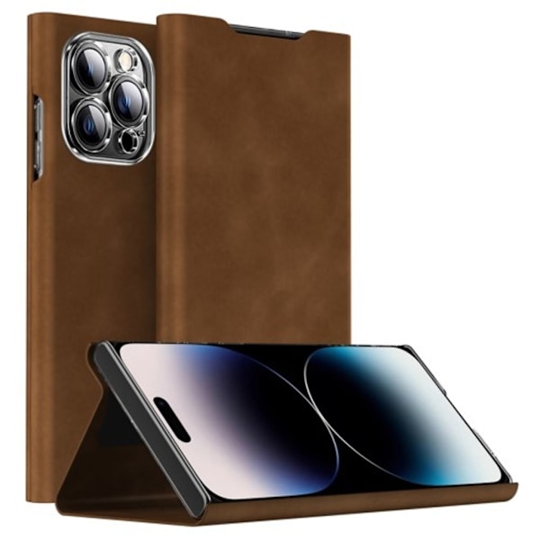 iPhone 15 Pro fodral med stativ - Brun Brun