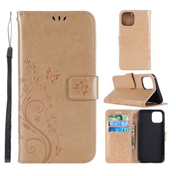 IPhone 11 Pro Max fodral med ett fjärilstryck - Guldfärgat Guld