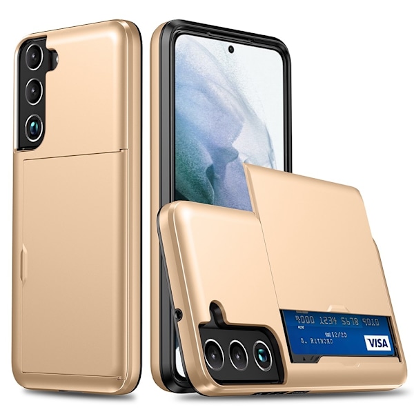 Samsung Galaxy S22 plus 5G skal med en korthållare - Guldfärgat Guld