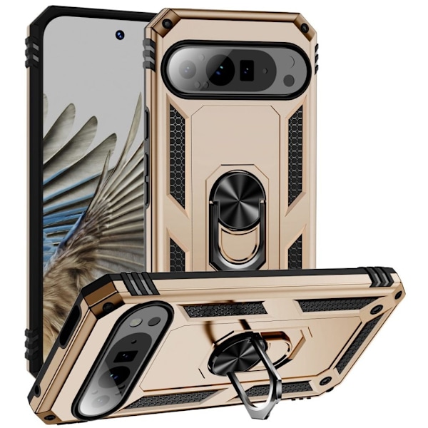 Google Pixel 9 Pro XL Skal med roterande ring - guld Guld