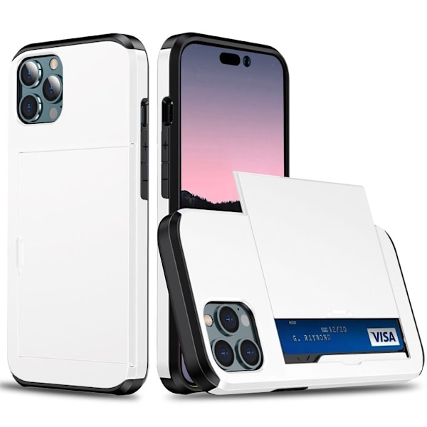 iPhone 15 Pro Max Skal med glidkortshållare - Vit Vit
