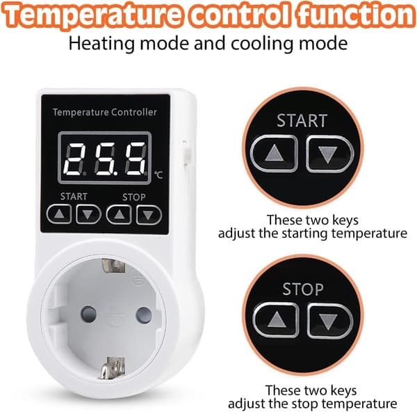 Digital termostat temperaturkontrol stikdåse, varmetermostat med NTC probe
