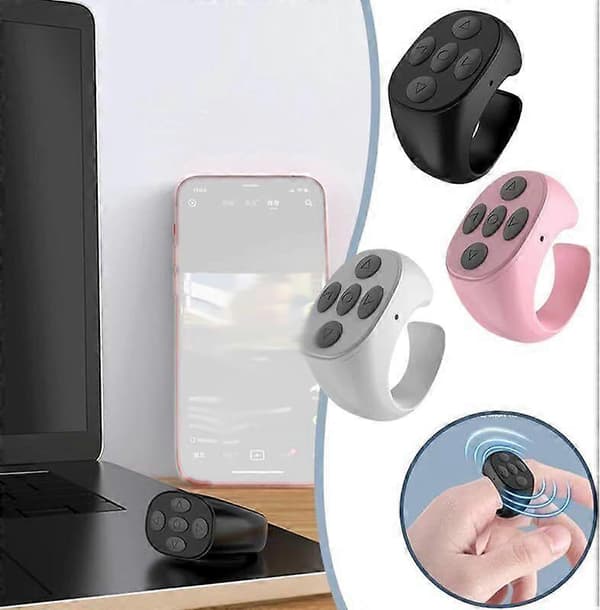 Trådlös Bluetooth-fjärrkontroll för fingertoppen, fjärrkontroll för sidvändning 2025 Ny Remote Control Black