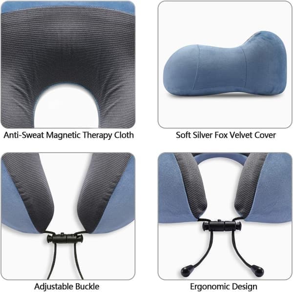 Resekudde Memory Foam Nackkudde för Flygplan Tvättbart Velouröverdrag Ergonomisk Nackstödskudde med Sovmask & Öronproppar