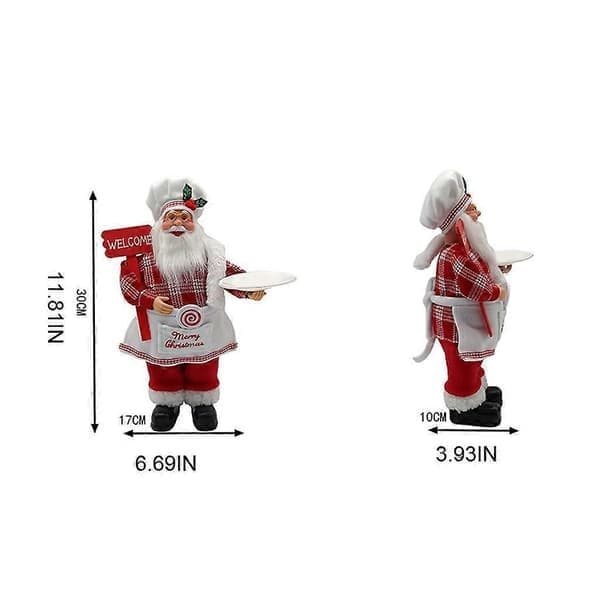 12' Kock Tomtefigurer God Jul Figurdekorationer Skrivbordsprydnader Jultomte för Dockbord Dekor Samlarobjekt Statyer