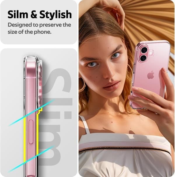 iPhone 16 läpinäkyvä ohut silikonigeelikuori (läpinäkyvä)