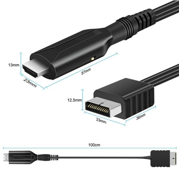 For PS1/for PS2 til HDMI-kompatibel adapterkonverterer opptil 1080P-utgangsstøtte PS1/for PS2 (480i/480p/576i)