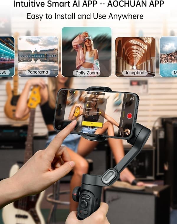 Telefon Gimbal Stabilisator 3-akset Smartphone Sammenfoldelig Håndholdt Gimbal til iPhone med Fokus Hjul TikTok YouTube Vlog Stabilisator til iPhone16