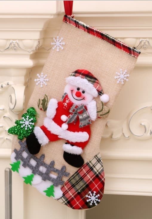 Stor linnesocka för jul-/fest-/semesterdekoration vid eldstaden