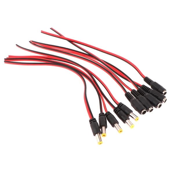 5 stk. DC strøm han-hun kabel 12V stik DC adapter kabelstik A A
