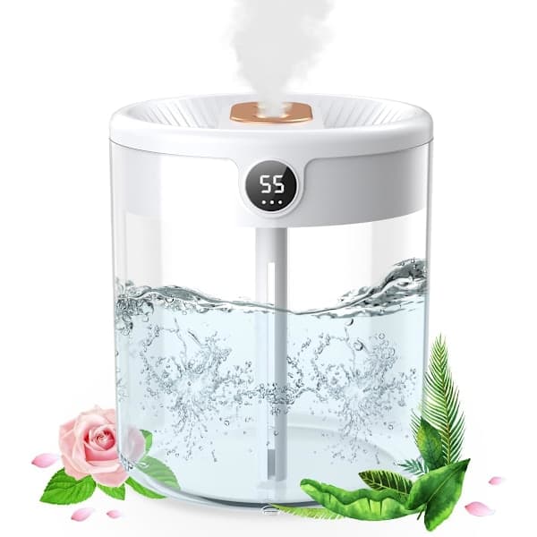 Luftfugter, 2L soveværelsesluftfugter, mini luftfugter diffuser og natlys til baby og planter