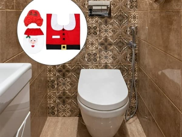Julebadeværelsesmåttesæt - Badeværelses-/toiletmåtte - 3 dele