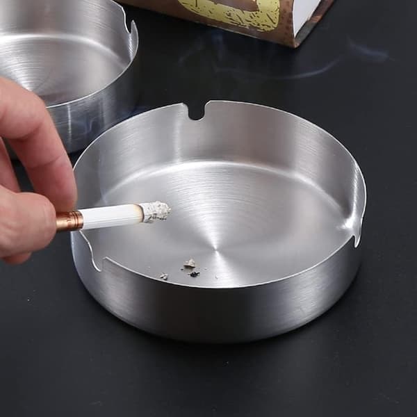 Set med 4 askkoppar i rostfritt stål 10 cm, cigarettaskkopp för utomhus- eller inomhusbruk