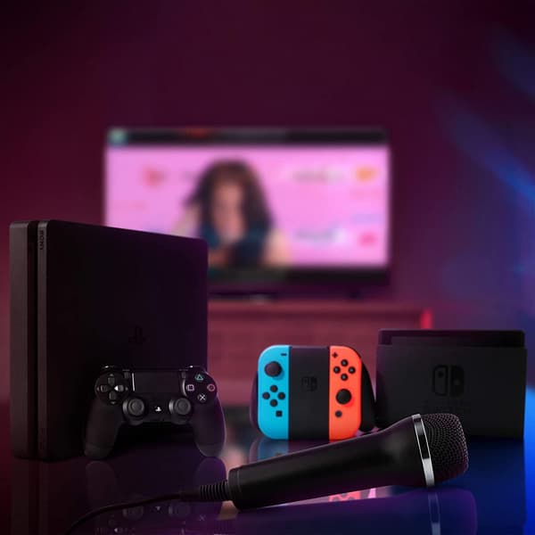 2 yleiskäyttöistä USB-mikrofonia karaokeen ja äänitykseen (Wii, PS3, PS4, XboxOne, PC) - Musta