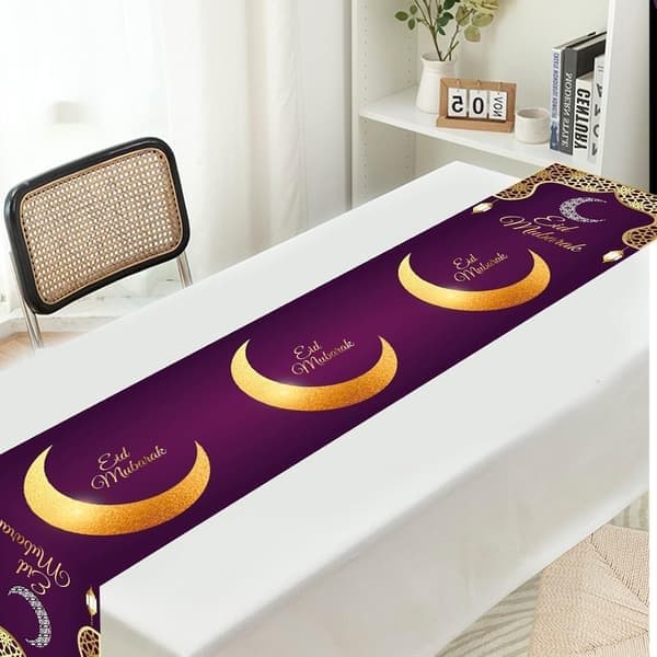 Eid Mubarak Ramadan Bordløper 71*14 tommer Muslimsk Ramadan Duk Islamsk Eid Adha Duk Eid Duk Trekk Dekorasjon