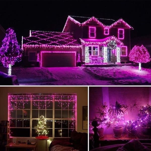 Ljusslingor Utomhus Inomhus 200LED 20M (Rosa) Julgransbelysning IP44 Vattentät, Trädgårdsbröllopsfester