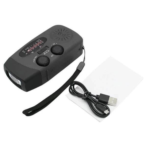 Håndsvingradio og soloplader/nødradio og powerbank sort håndsvingradio kun