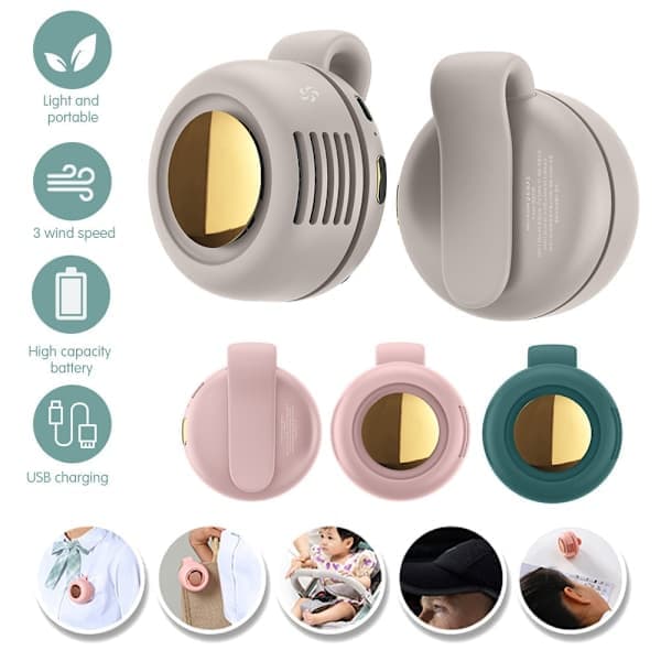 Bærbar Clip Køleventilator USB Genopladelig Mini Clip Ventilator Hals Talje Ventilator Justerbar Aircondition Ventilator (1. generation) green