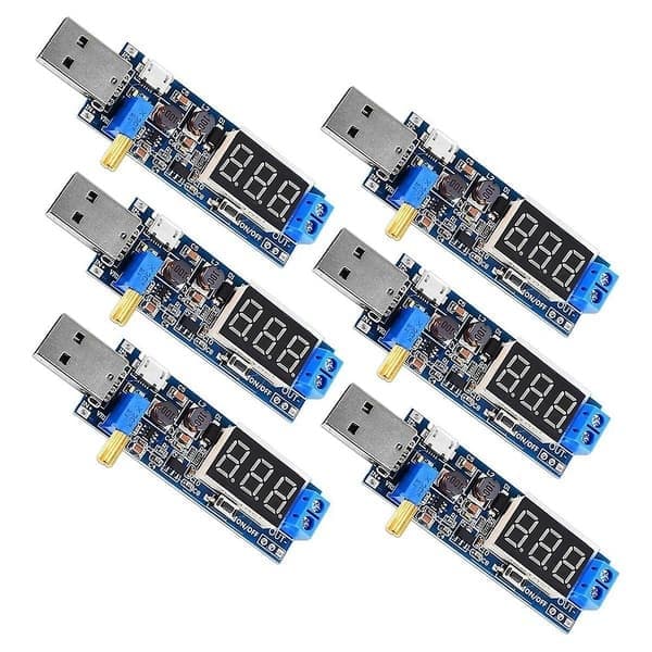 6 kpl USB Buck Boost -muunnin 3,5V-12V - 1,2V-24V DC-DC Step Up -virtalähdemoduuli jännitteensäätö