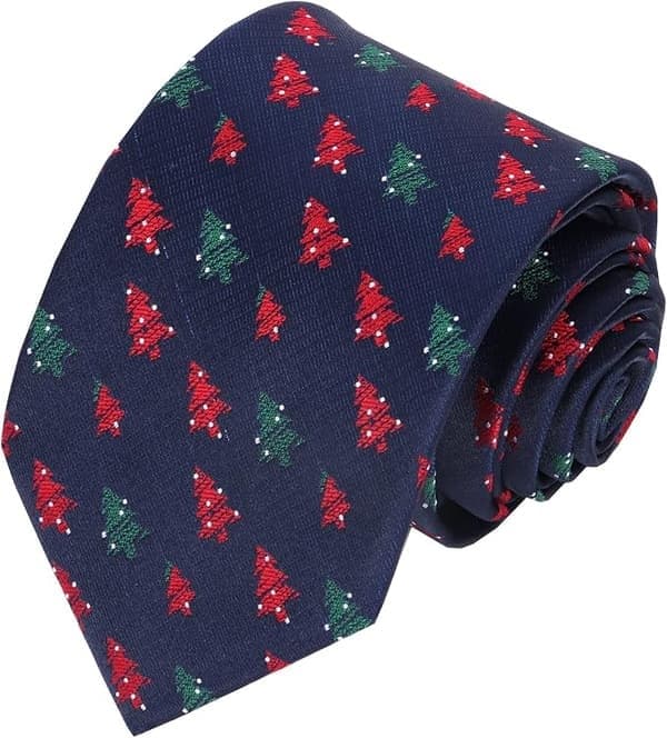 Julslipsar för män, julparty herrslipsar i siden, julgran.