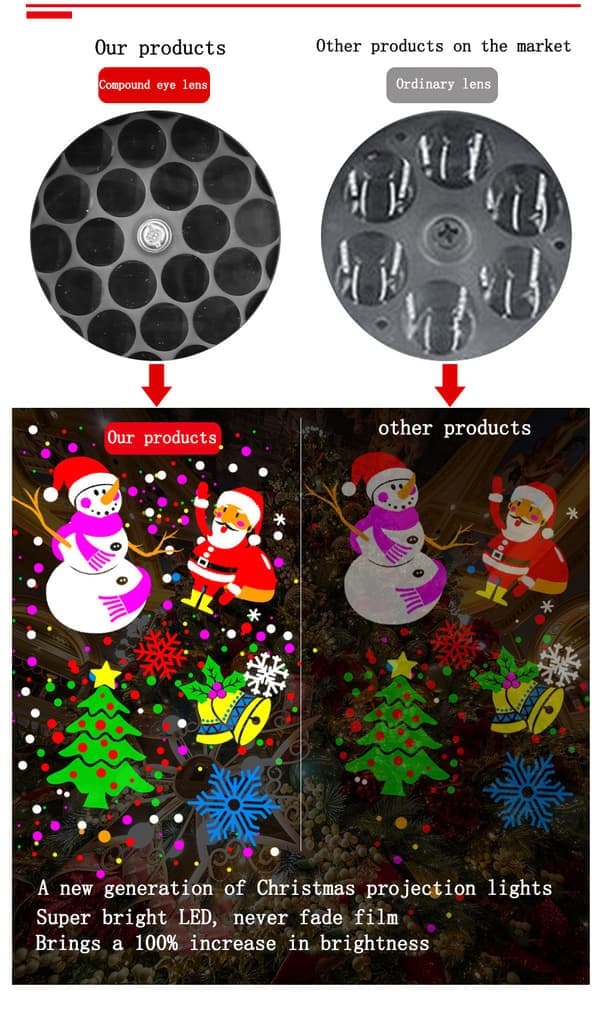 Utendørs juleprojektor, 3D roterende LED-projektor vanntette julelys