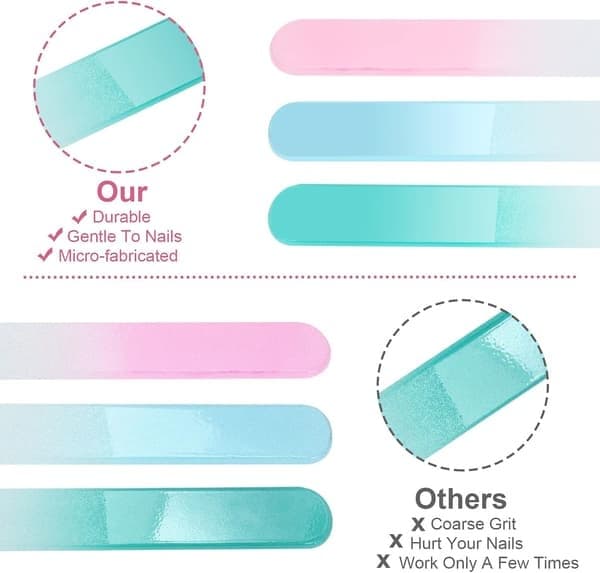 3-pack professionella premium nagelfilar i glas med fodral Multicolo