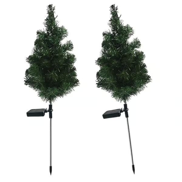 2x Solcelledrevne juletræslys til have, terrasse og dekoration