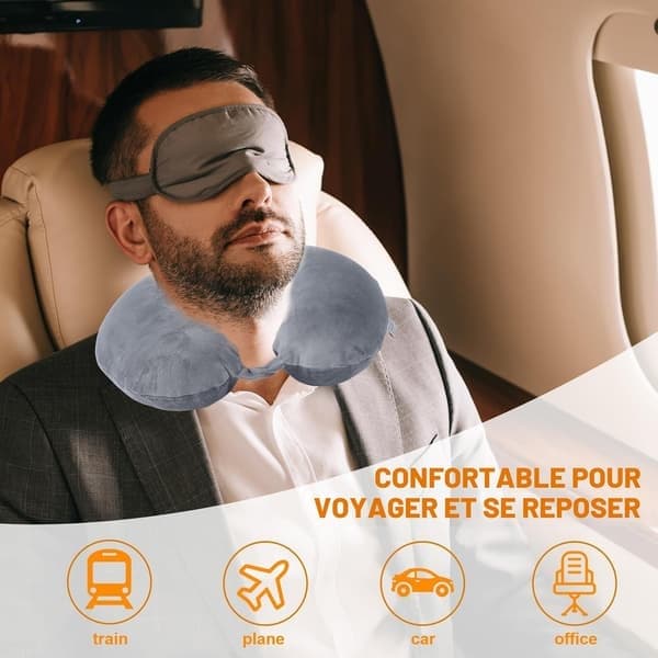 U-formet reisepute laget av 100 % bomull, egnet for flyseter, hjem, kontor og som hvilematte (grå).