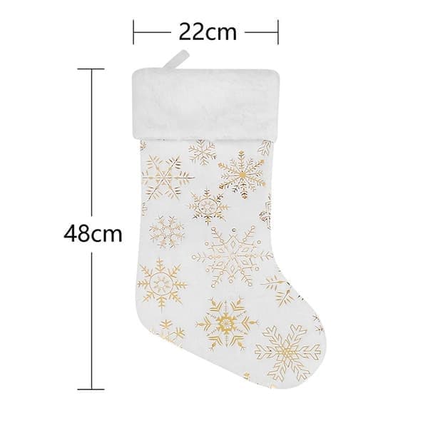 1 st gyllene snöflinga plysch julstrumpor presentpåse jul
