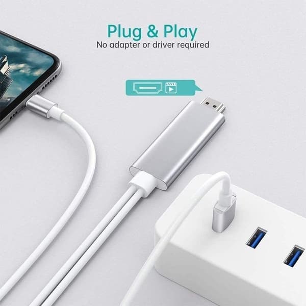 Lightning-HDMI-kaapelisovitin, iPhone iPad televisioon, 1080p