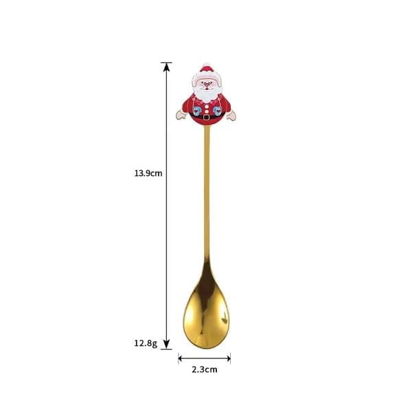 Julekaffeskeer, sæt med 4 guld dessert- og teskeer, 304 rustfrit stål