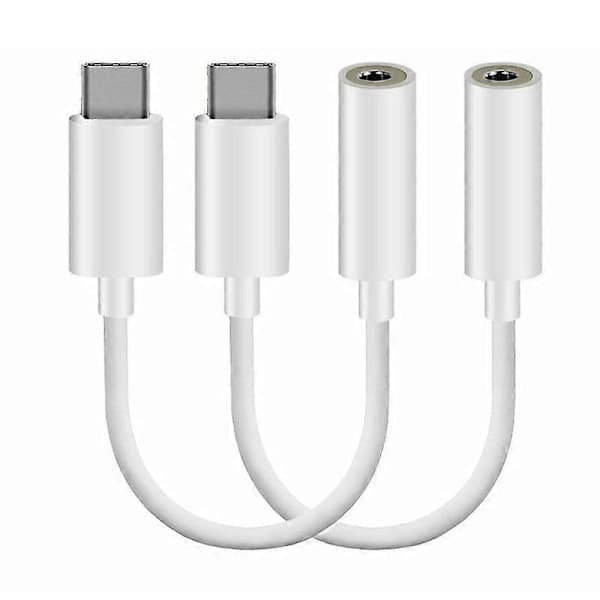 2 stk. Type C USB-C Han til 3,5 mm Hun Hovedtelefon Jack Aux Lydadapterkabler JIKAIX